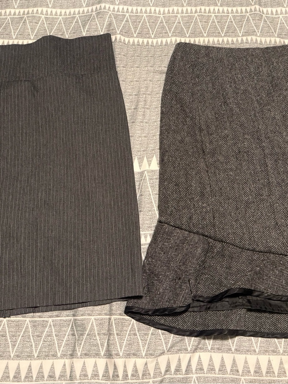 GAP Gray Pinstripe and Herringbone Pencil Skirts